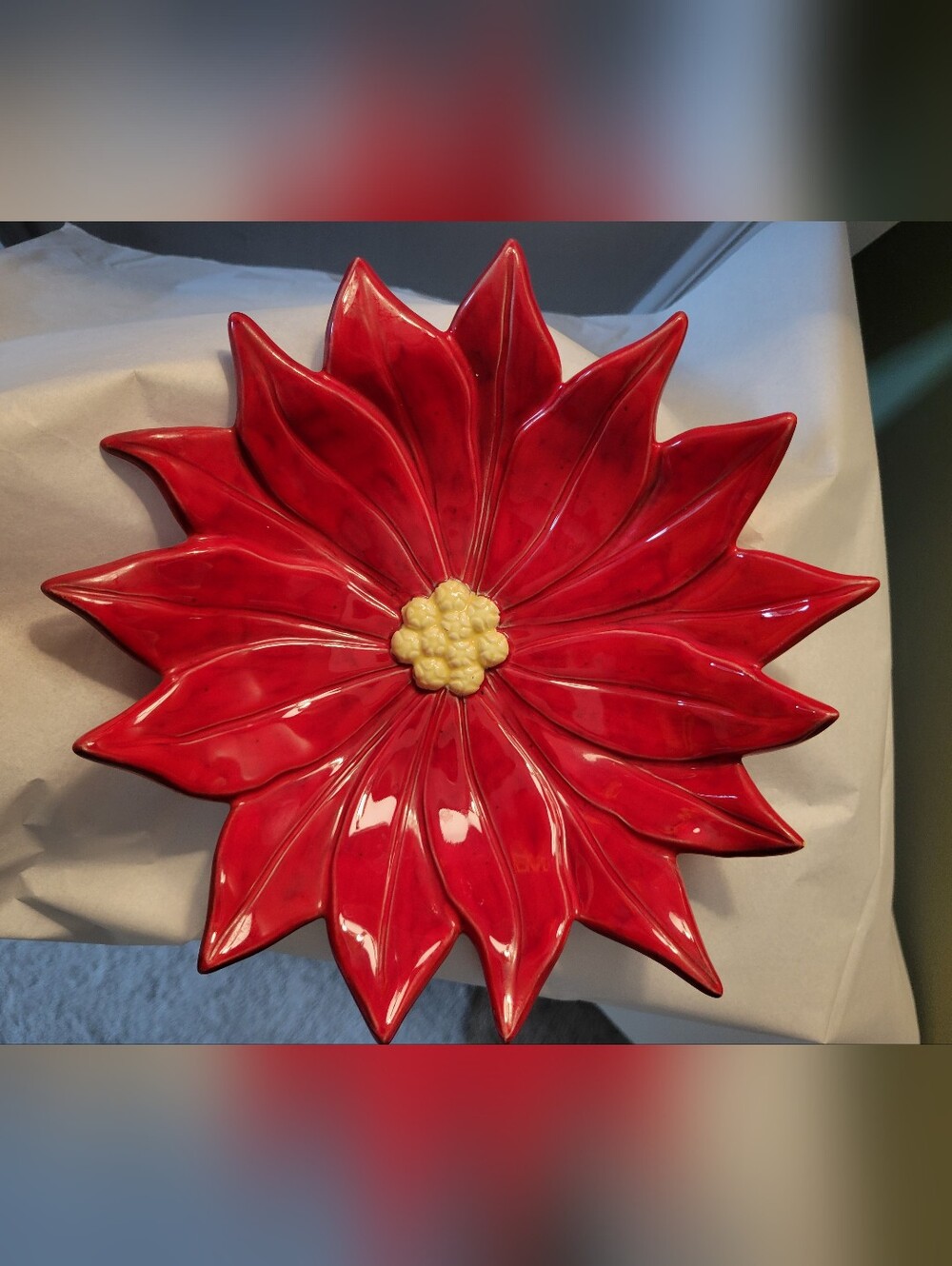 Festive Red Poinsettia Holiday Candy Dish